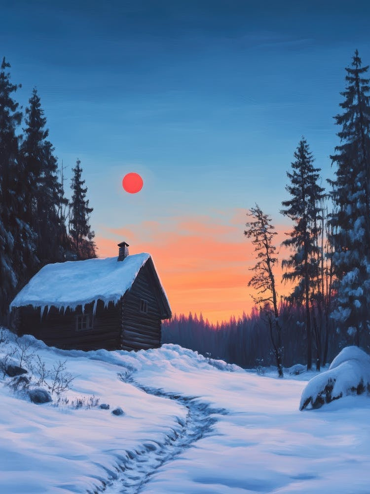 Winter Cabin In The Woods