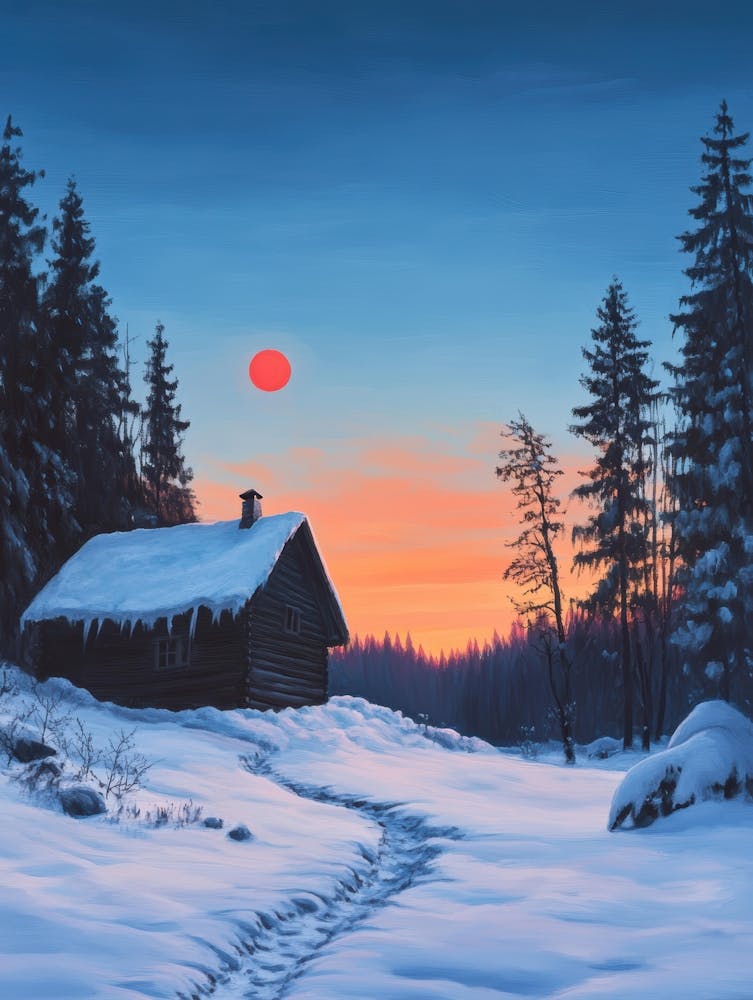 Winter Cabin In The Woods