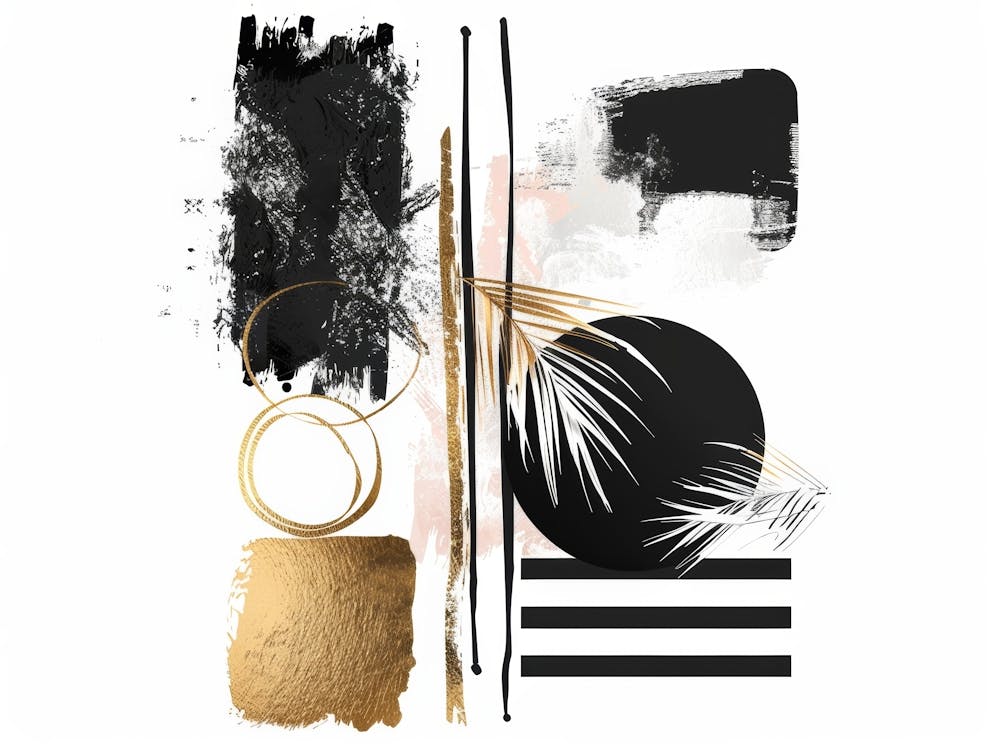 Black And Gold Abstract Painting 37