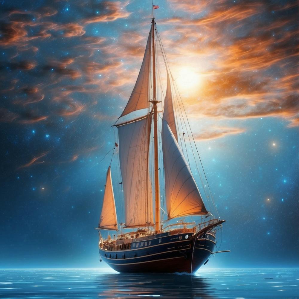 Sailboat In The Night Sky