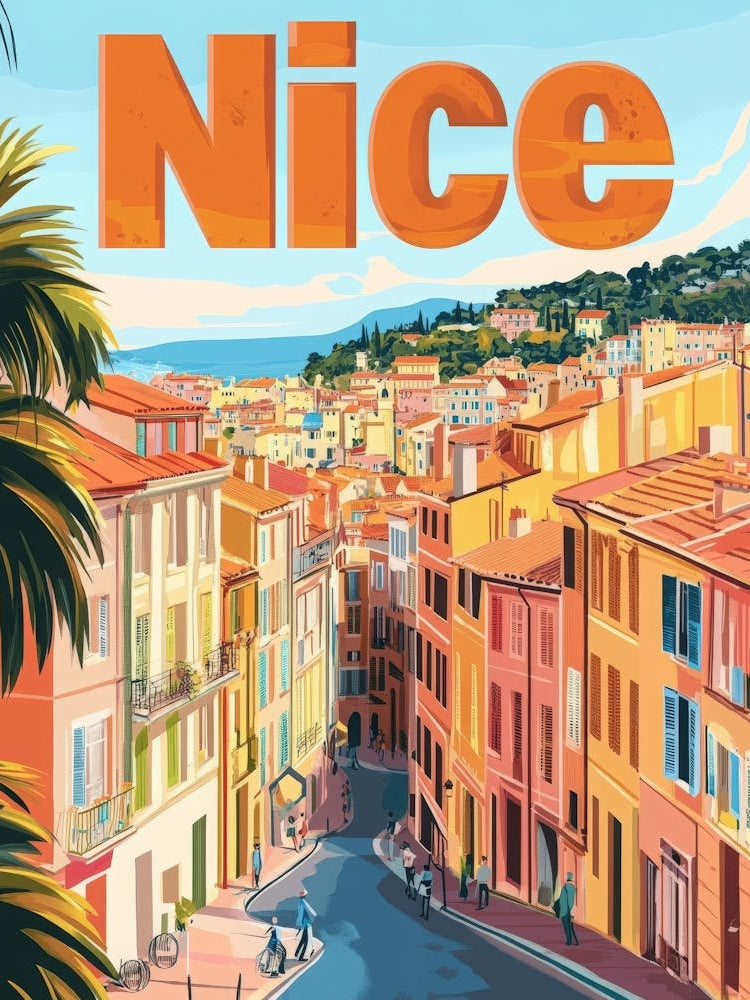 Aihrgdesign A Retro Travel Poster For Nice