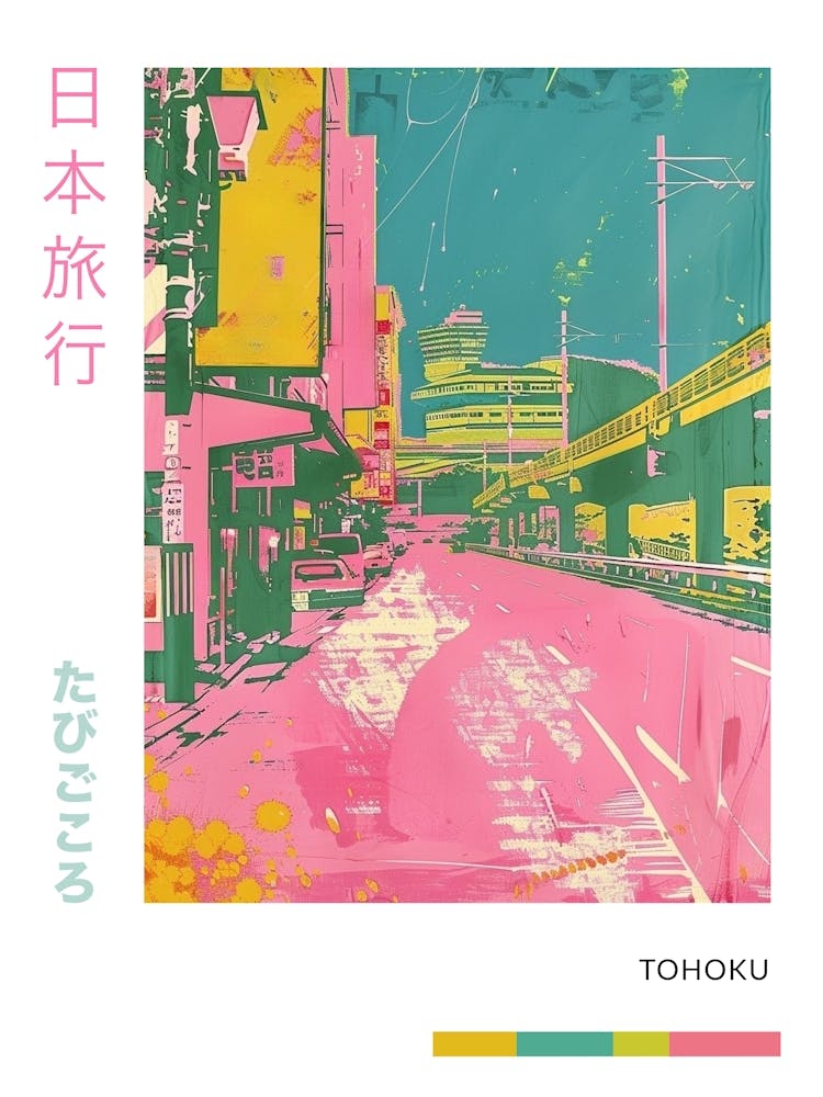 Tohoku Region Duotone Silkscreen Poster 3