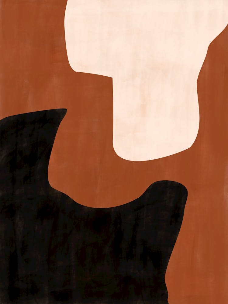 Schwarz Weiß & Orange Organische Formen Poster Nr.1