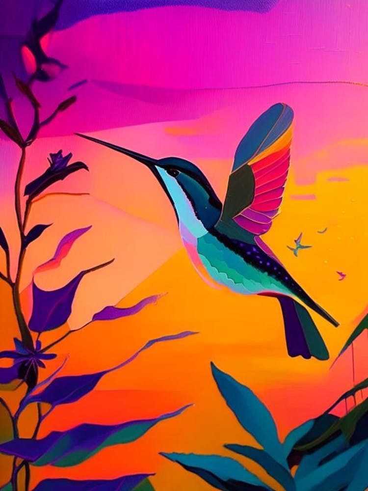 Hummingbird At Sunset Abstract Still Life