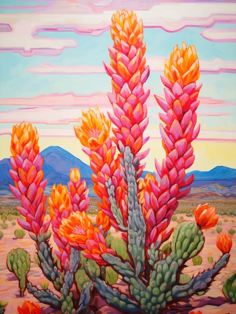 Cactus Dans le Désert Peinture Cylindropuntia Kleiniae