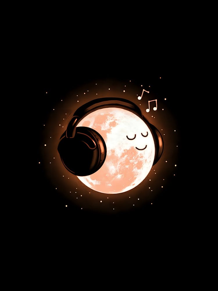 Moon With Headphones