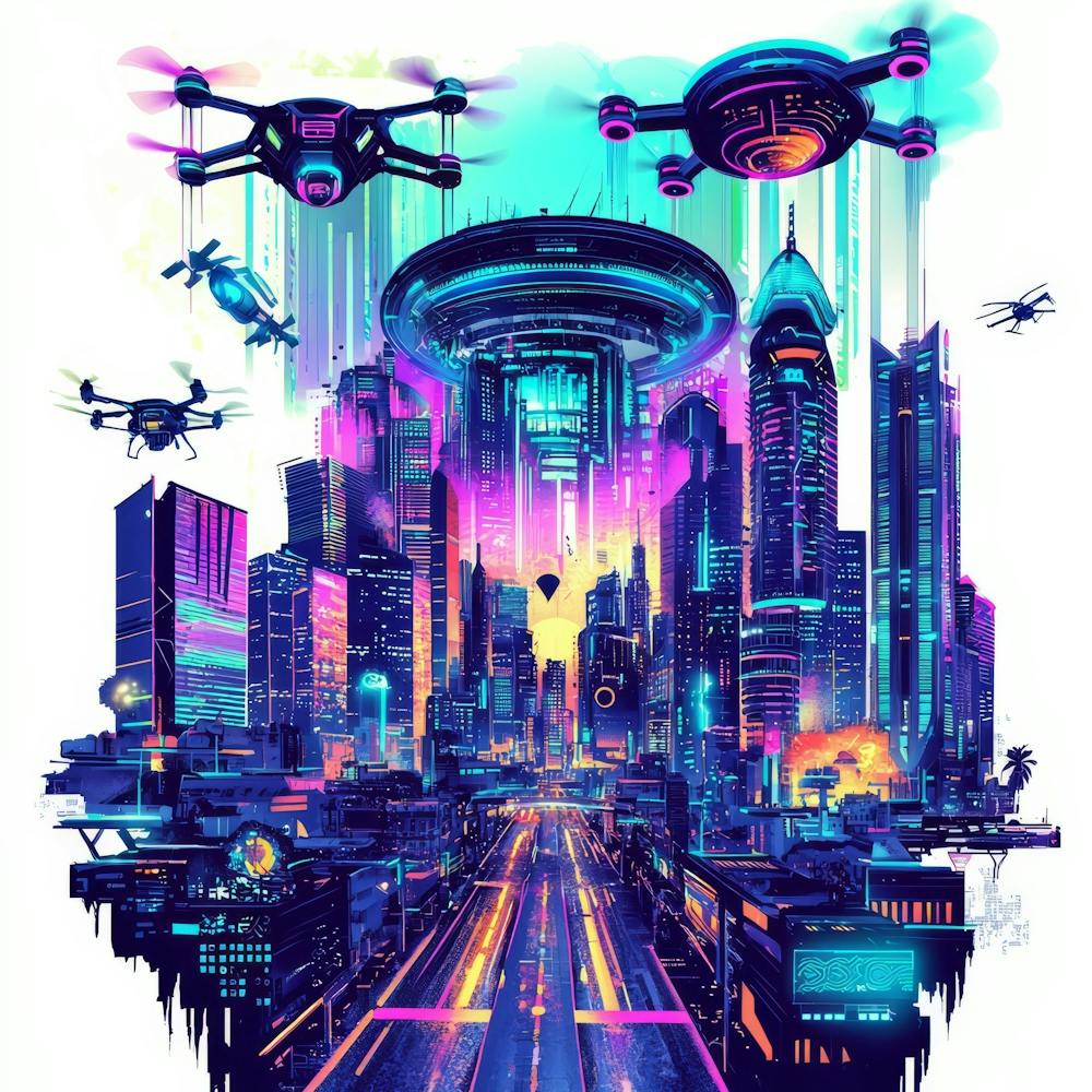 Futuristic City.Generated AI. Wall 12