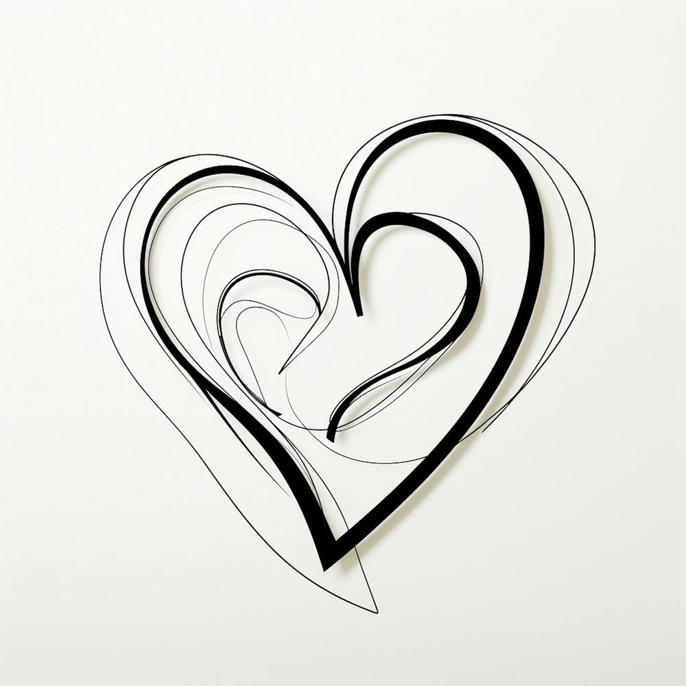 Simple Black Line Swirl Heart