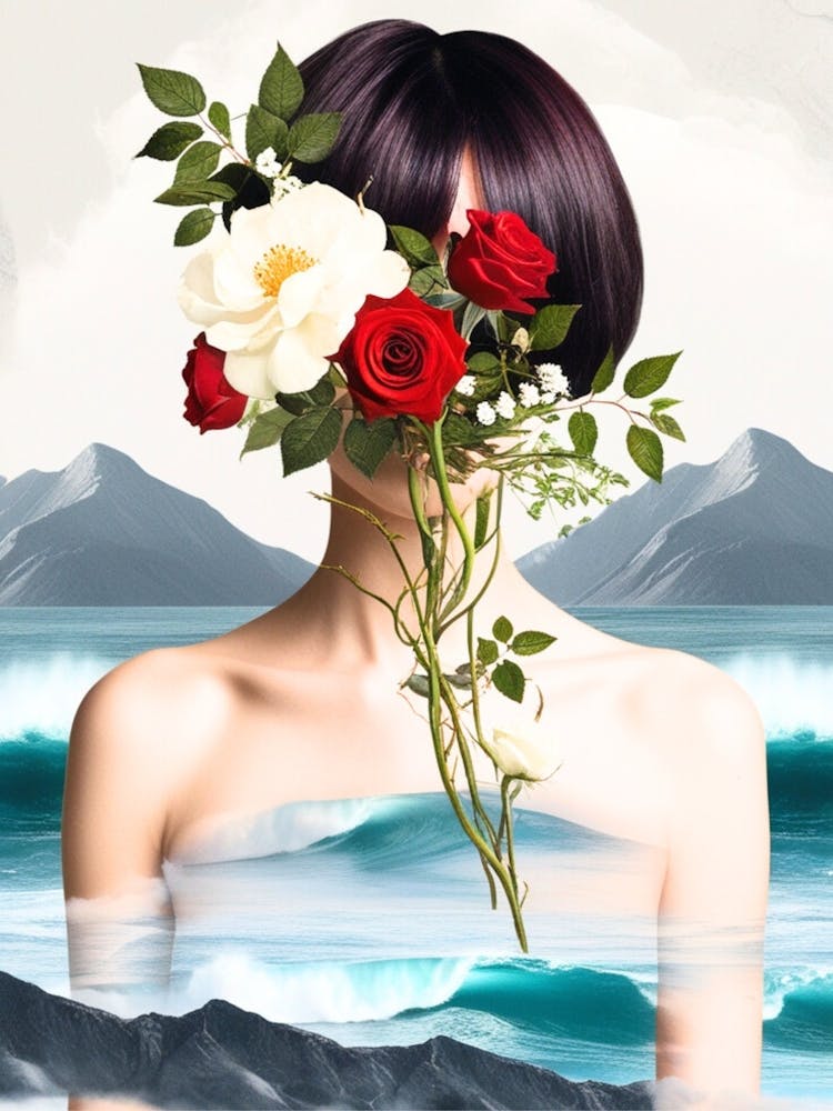 Woman With Flowers On Her Face 1