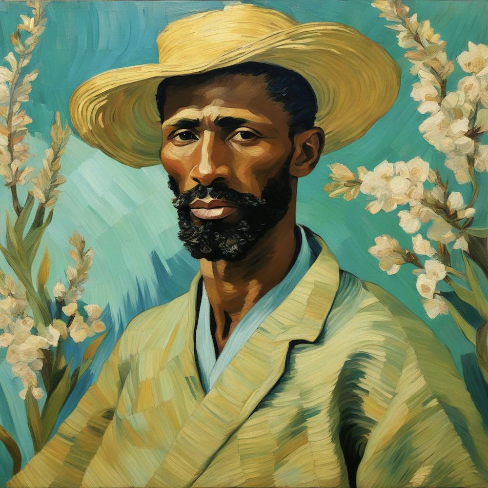 African Fisherman in Van Gogh style