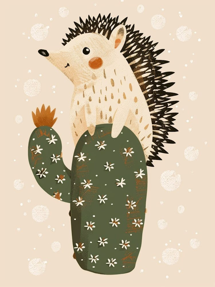 Hedgehog Cactus Minimalist Abstract Illustration 1