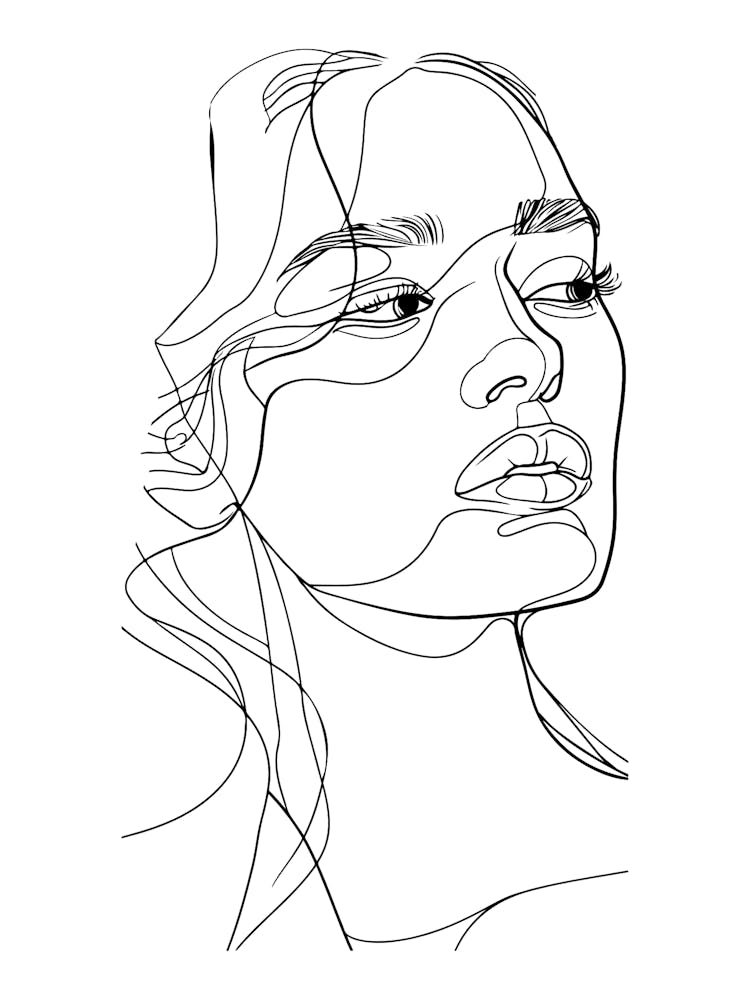 Woman'S Face Minimalist One Line Illustration 1