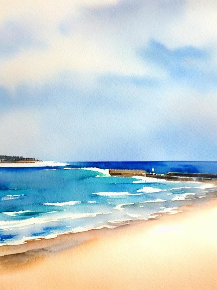 Bondi Beach 4, Sydney, Australia Aquarell