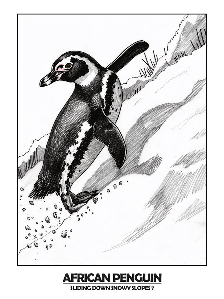 Penguin Sliding Down Snowy Slopes 7 Poster