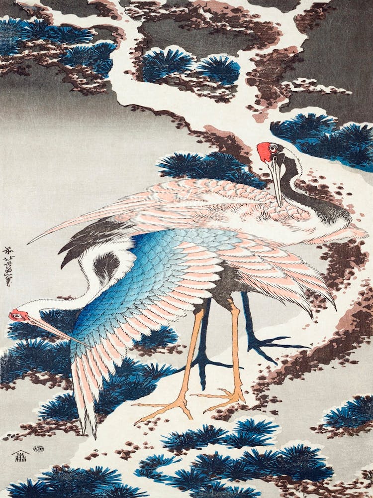 Cranes On A Snowy Tree (1834), Katsushika Hokusai