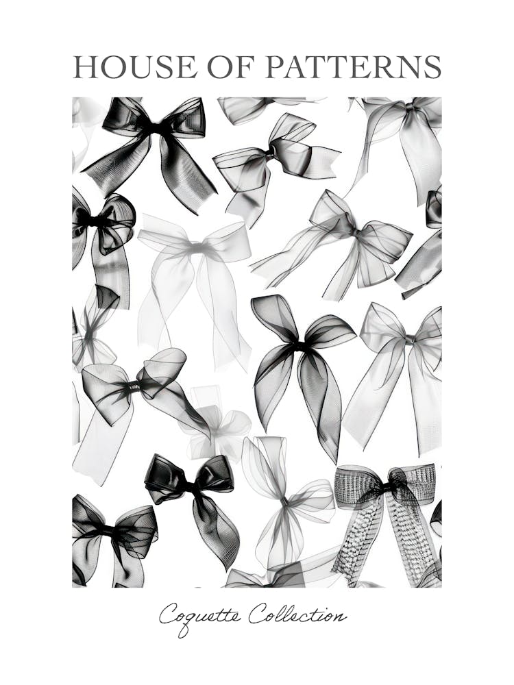 Black And White Bows 1 Pattern Poster