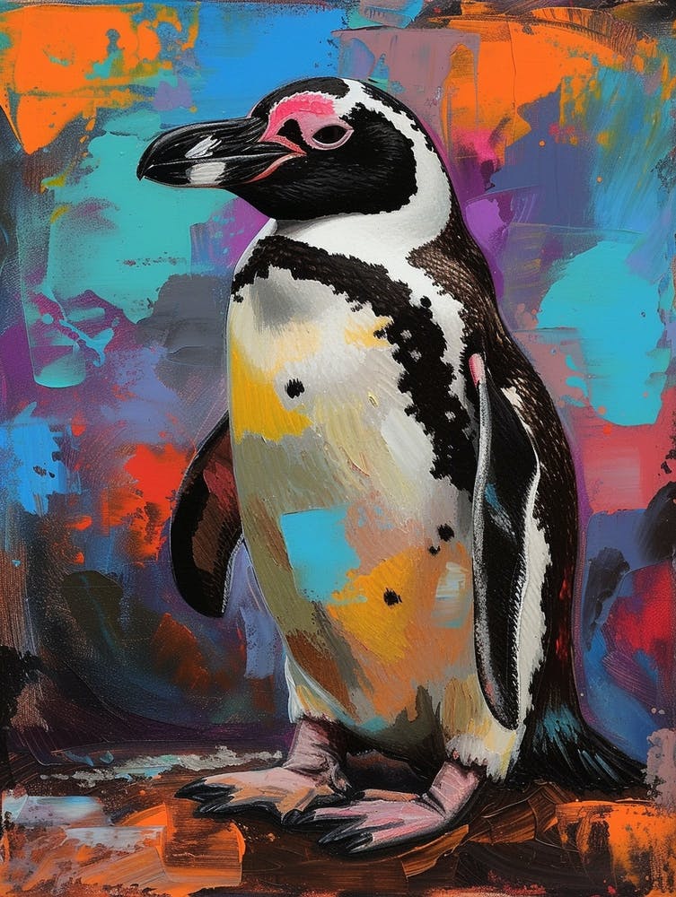 African Penguin Colour Block Painting 3