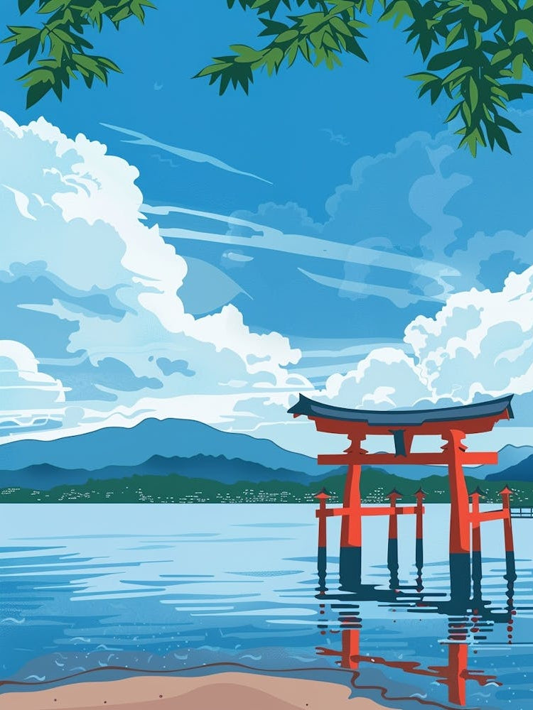 Miyajima Island Japan 2 Colourful Illustration