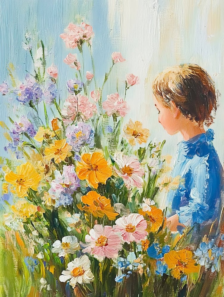 Little Girl In Flowers Still life