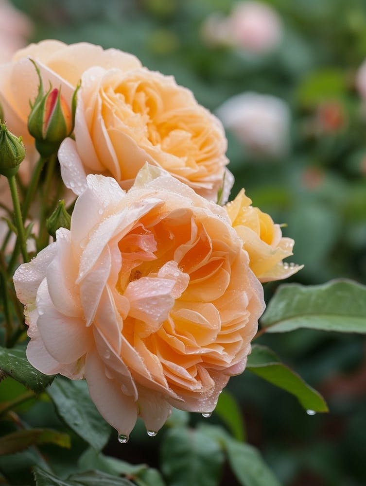 English Roses Painting Rose With Water Droplets 3
