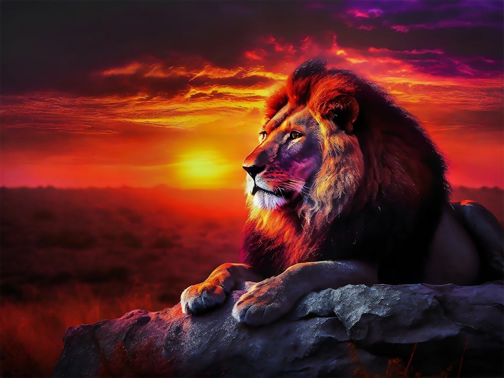 Lion At Sunset