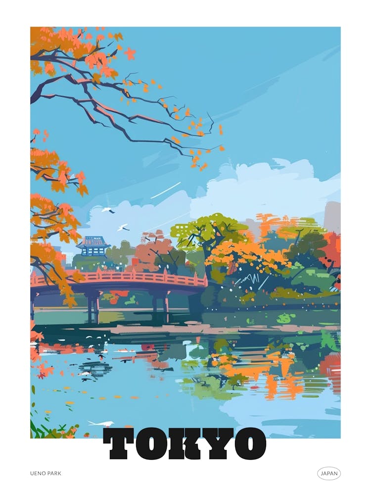 Ueno Park Tokyo 2 Colourful Illustration Poster