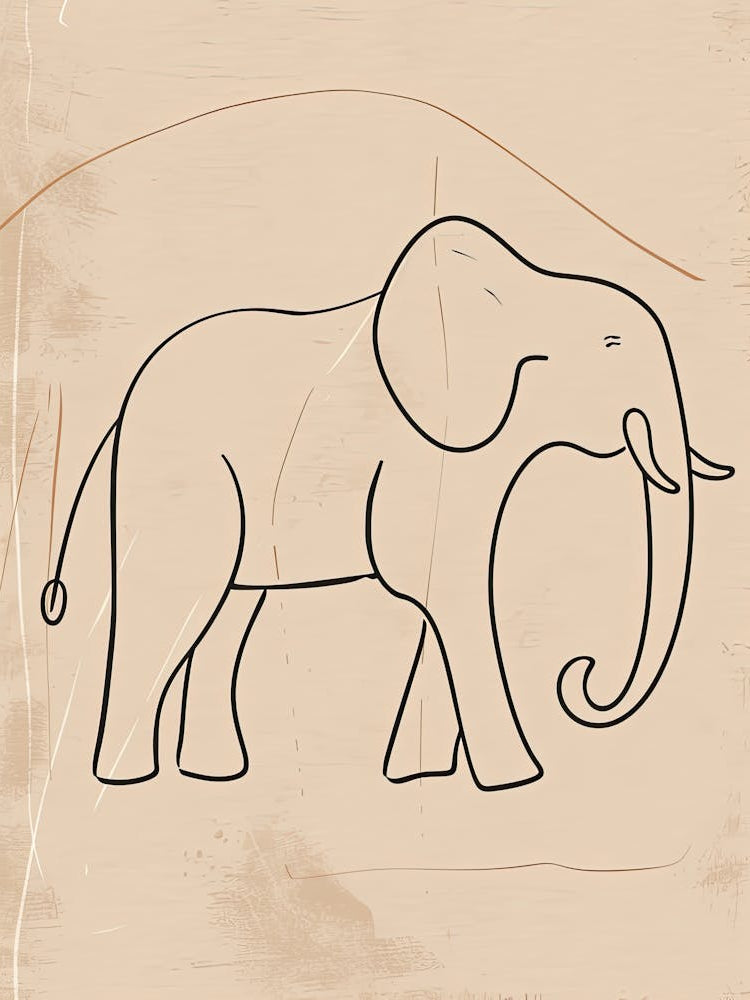Elephant Drawing - Boho, Line Art