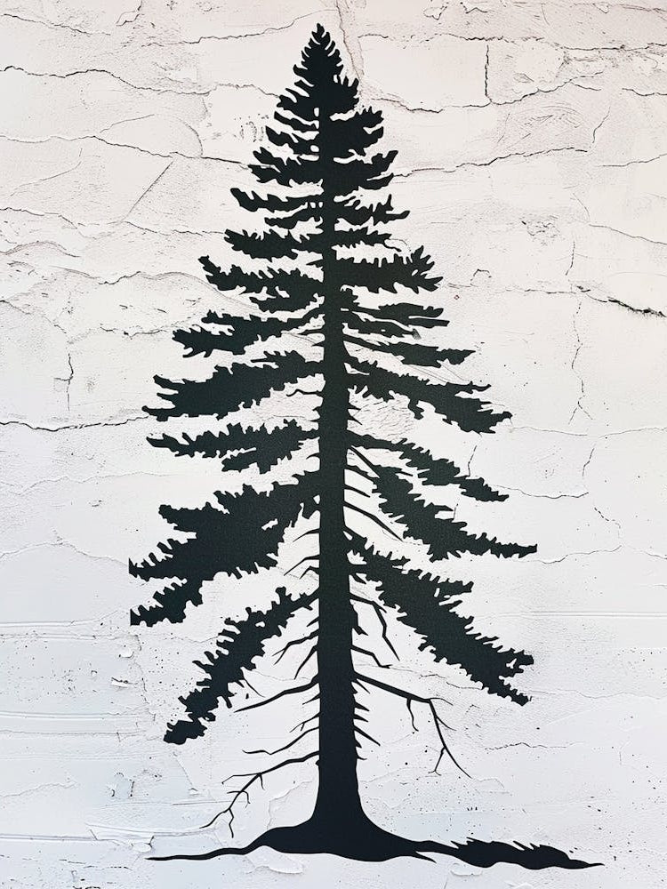 Redwood Tree Simple Geometric Nature Stencil 3