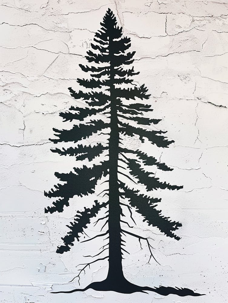 Redwood Tree Simple Geometric Nature Stencil 3