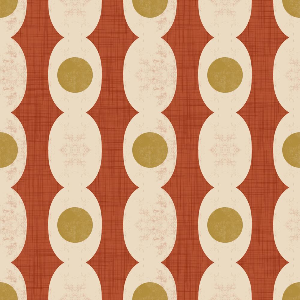 Retro Mod Geo Chain - Rust Red - Mid Century Modern