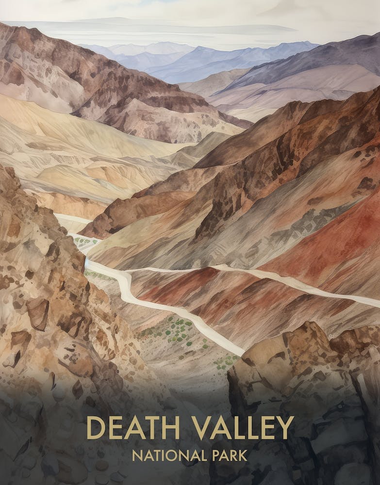 Death Valley National Park Watercolour Vintage Travel Poster 2