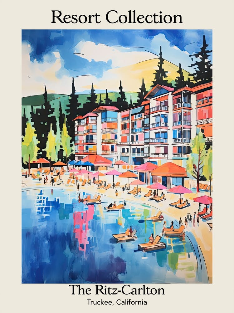 Poster Of The Ritz Carlton, Lake Tahoe   Truckee, California  Resort Collection Storybook Illustration 2