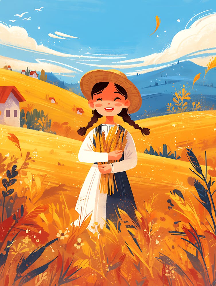 Cute Little Girl In A Wheat Field 4