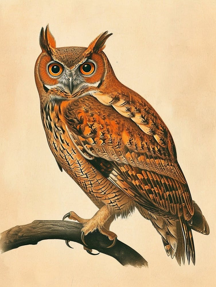 Braunfischuhu Vintage Illustration 1