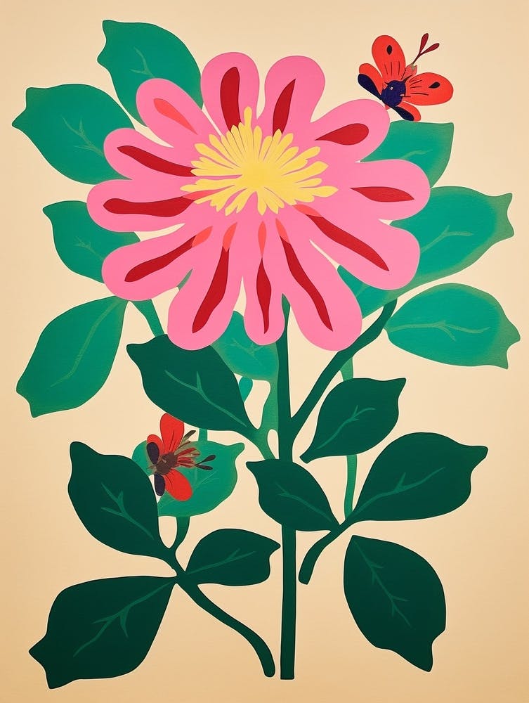 Cut Out Style Flower Art Bee Balm 1