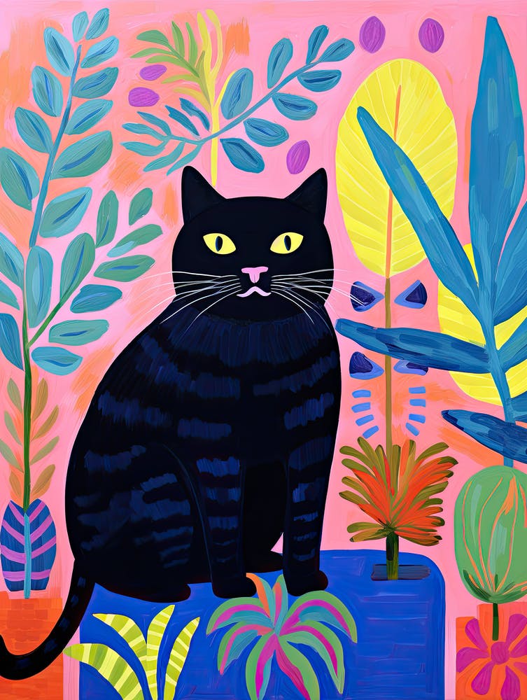 Black Cat In The Jungle, Matisse Inspired