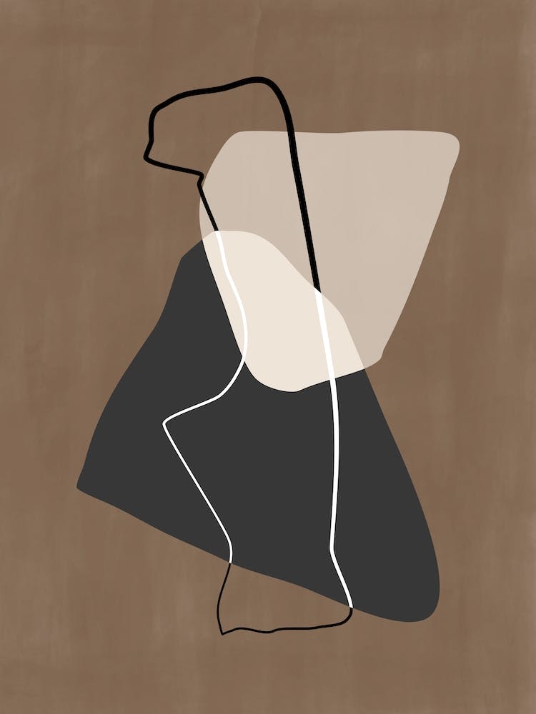 Beige and Brown  Abstract Shapes Poster