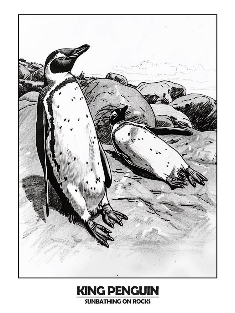 Penguin Sunbathing On Rocks Poster 8