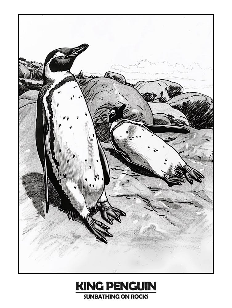 Penguin Sunbathing On Rocks Poster 8