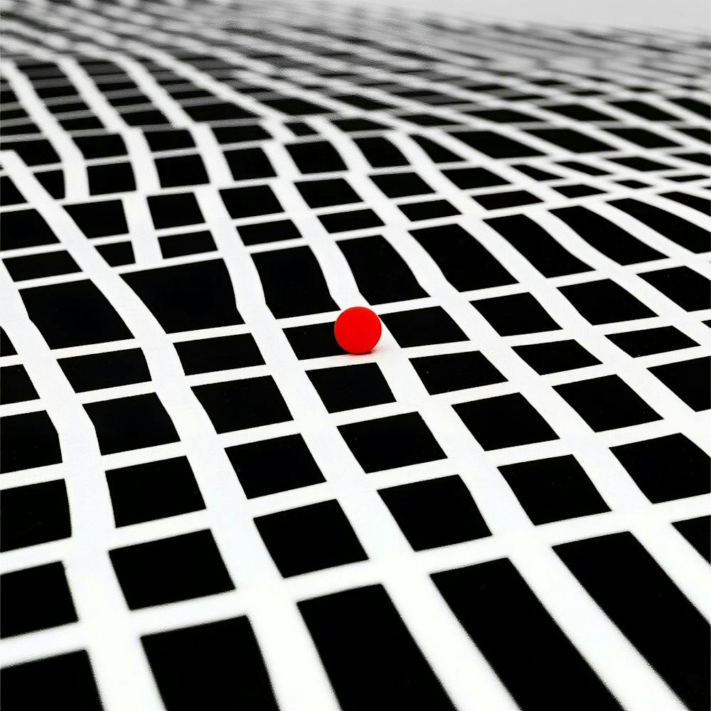 Red Ball In A Grid