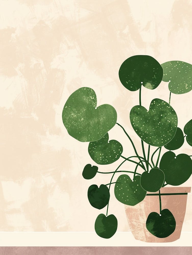 Pilea Plant Minimalist Illustration 2
