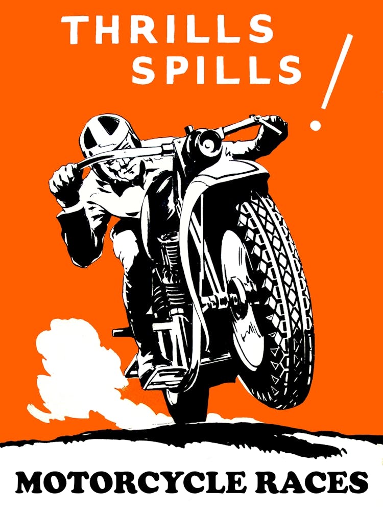 Motorcycle Races, Vintage Racing Poster