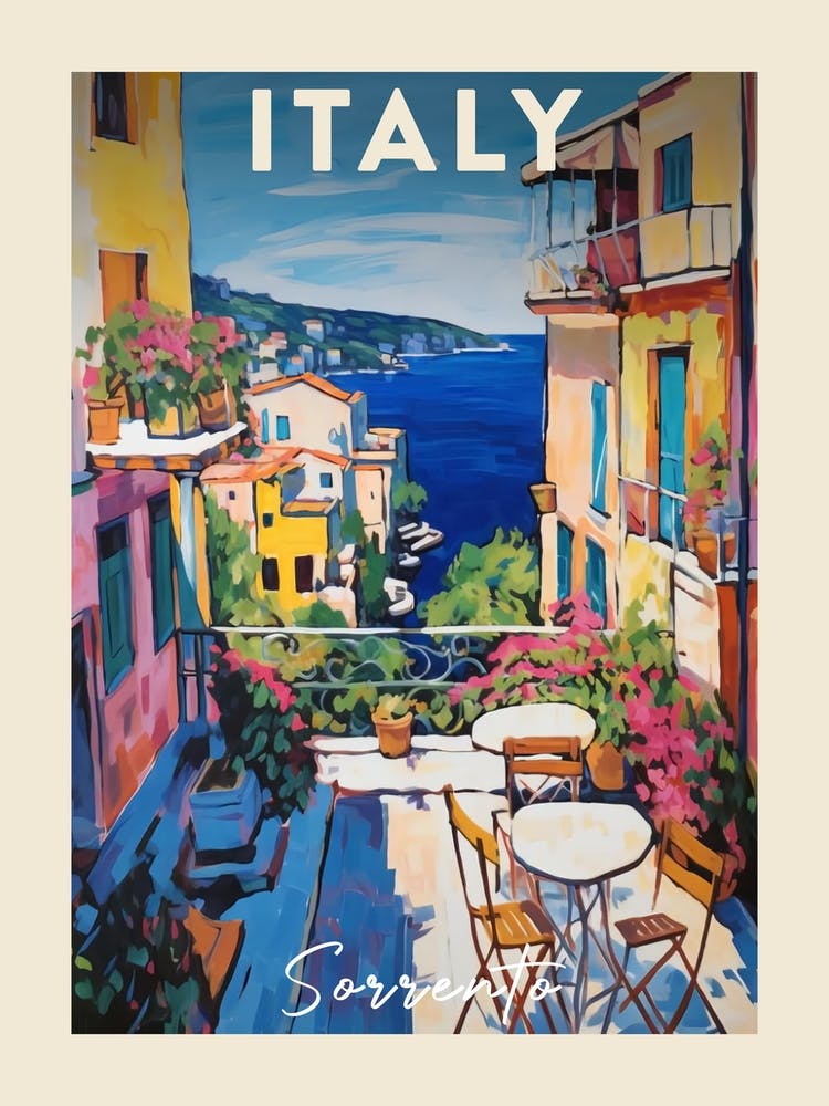 Sorrento Italy 4 Fauvist Painting Travel Poster