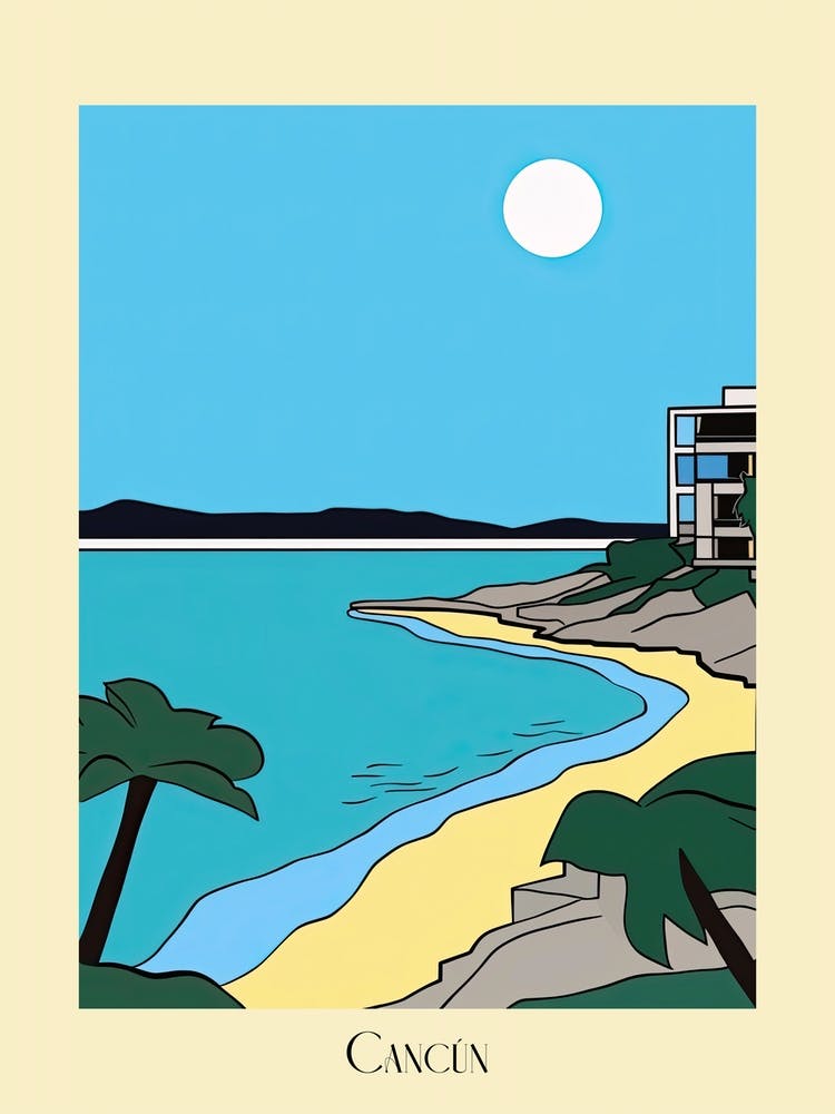 Poster Of Minimal Design Style Of Cancun, Mexico 3