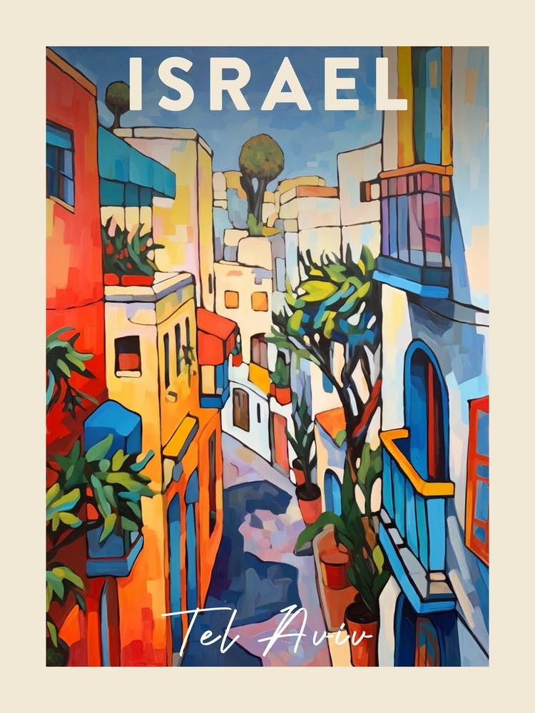 Tel Aviv Israel 3 Fauvist Painting Travel Poster
