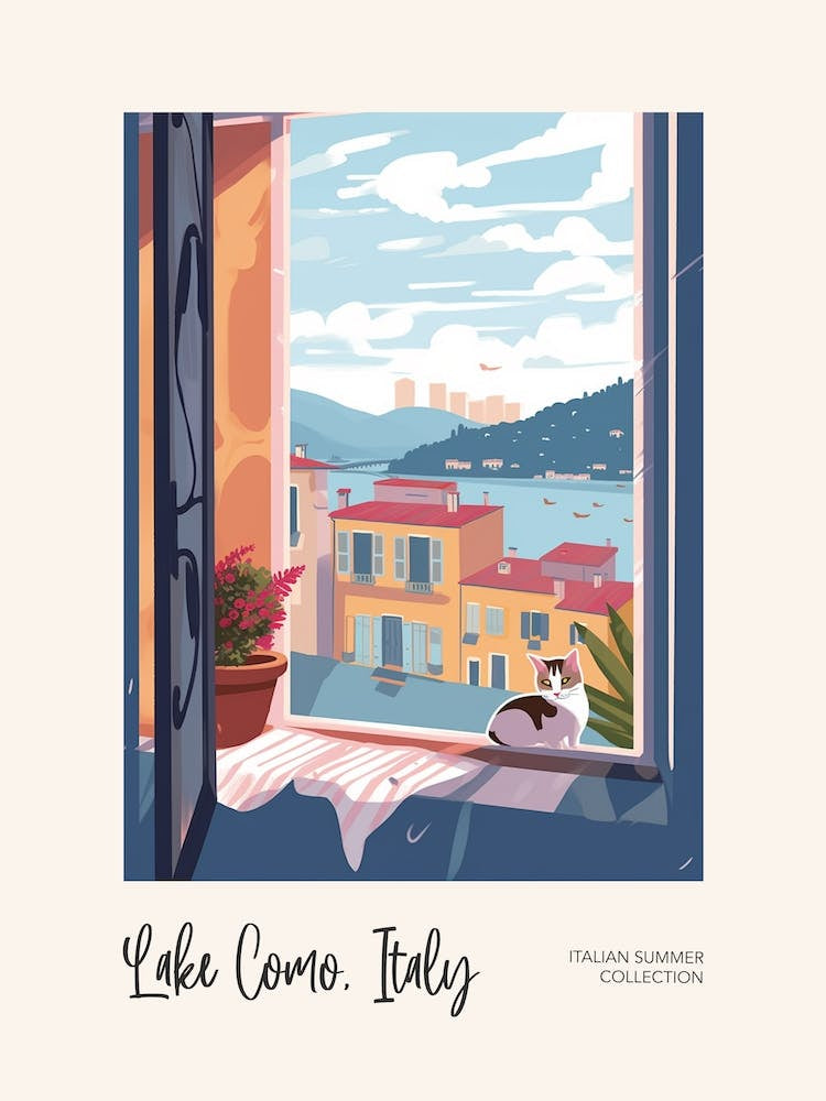 Lake Como Cat On A Window 1 Italian Summer Collection