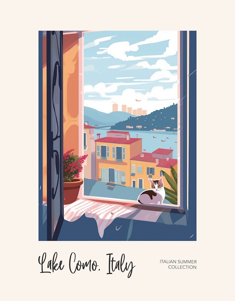 Lake Como Cat On A Window 1 Italian Summer Collection