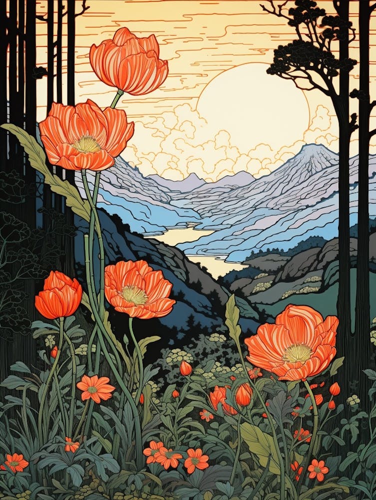Tulips Mountain Landscape 4