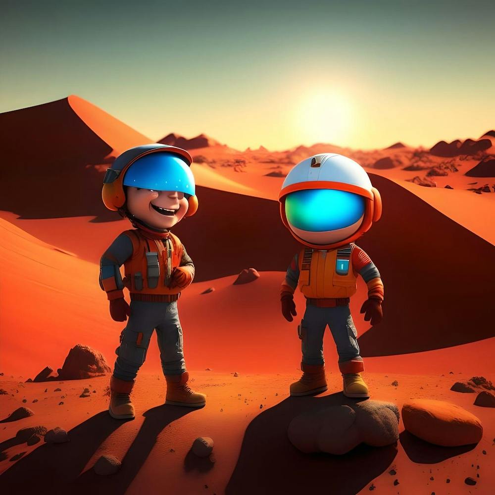 Two Astronauts In Space and happy for success