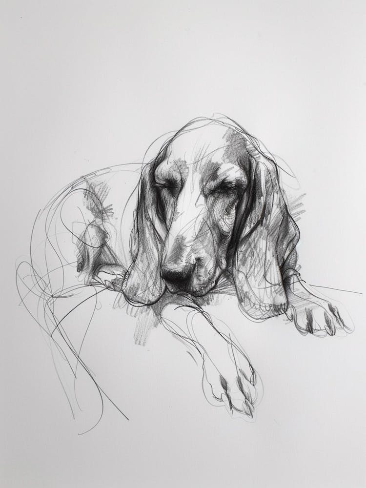 Basset Hound Dog Charcoal Line 1